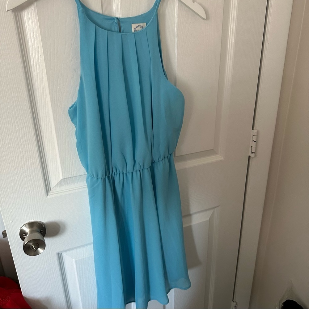 High Neck Blue Dress